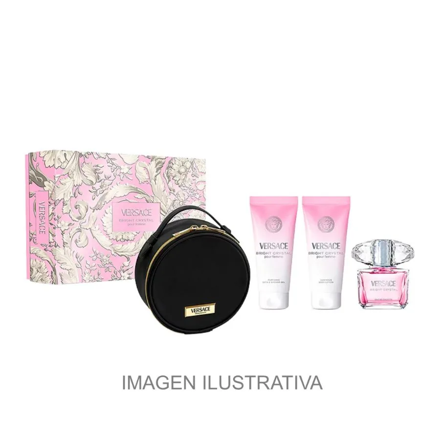 SET D VERSACE BRIGHT CRYSTAL 90ML. EDT+GEL+CREMA+COSMETIQUERA